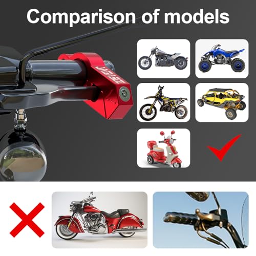 JAGASOL Motorcycle Handlebar Lock, Helmet & Brake Anti-Theft Lock Red - color: Red