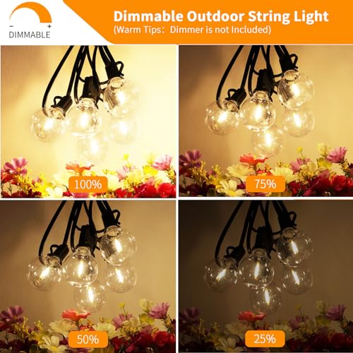 Svater 200 FT Outdoor String Lights for Outside Patio 104 Bulbs Waterproof - size: 200FT