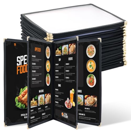 NATGAI 15 Pack 4 Page 8 View Menu Covers 8.5 x 11 Clear Menu Holder - size: 4 Page 8 View