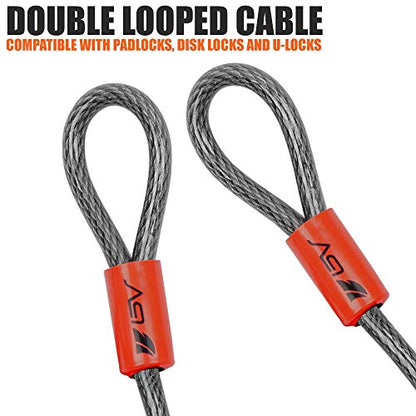 BV Heavy-Duty 15FT Security Cable with Loops-10mm (3/8 Inch) Cut-Resistant Braided Steel Cable-Versatile & Weatherproof-Security Chain for Padlock, Chain Lock, Wire Lock (Pair) - color: Pair, style: 15 FT