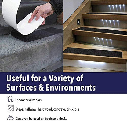 Non-Slip Stair Treads (5 Pack) for Indoor & Outdoor Steps – Anti-Slip Pre-Cut Adhesive Grip Tape to Increase Slip Resistance on Stair Nosing & Edges - size: 5 Pack
