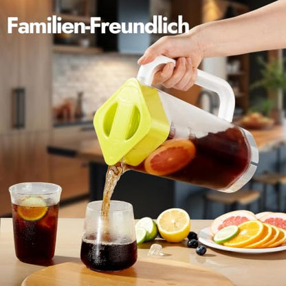 CURTA 4Pk 2L/68oz Plastic Pitcher w/Lid Handle, Meas Marks,Multicolor - color: Multicolor