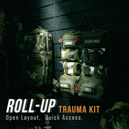 EVERLIT Roll Up Trauma First Aid Kit with CAT Tourniquet-Tactical IFAK Emergency Medical Kit for Outdoor, Vehicle & Home Preparedness-Quick Release Molle Bag for First Responders (Coyote Brown) - color: Coyote Brown
