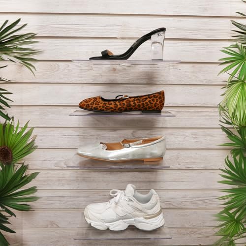 Large Clear Acrylic Slatwall Shoe Shelf, 6" D x 12" L Flat Plastic Display Shelf Made with .16" Thick Styrene, 2 Pack - size: 2 Pack