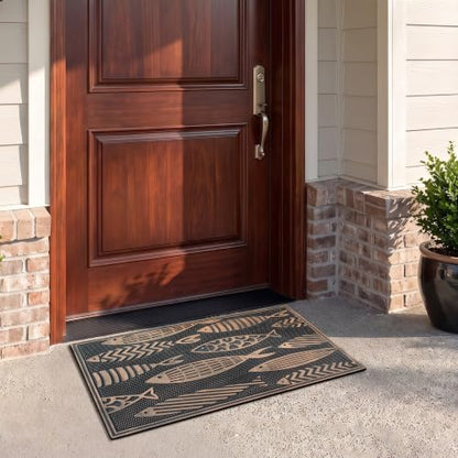 A1HC Rubber Welcome Doormat Non-Slip Front Door Mat 18"x30", Nautical Fish - color: Nautical Fish