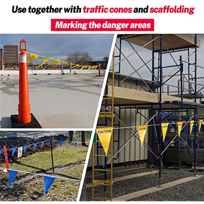 OSHA Perimeter Marking Flags (102FT string) Warn of hazardous areas, traffic control.Marking construction sites, scaffolding, sporting events, private property. - color: Yellow, size: 7"x10"x102Ft