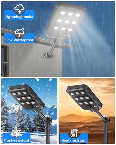 Gefolly G-10000W Solar Street Light Outdoor, Flood Security Parking Lot - size: M