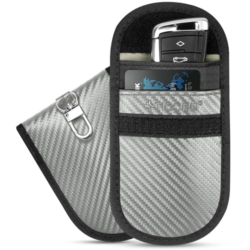 TICONN 2PK Faraday Bag for Car Key Fob, Anti-Theft NFC RFID Blocking Pouch - color: Grey, size: Medium