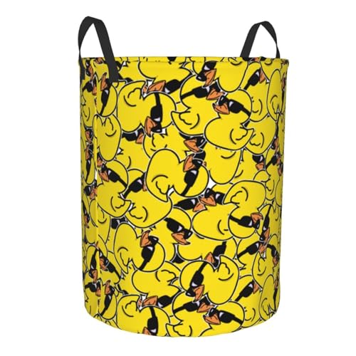 Duck Laundry Basket Storage Bin Foldable Laundry Hamper Clothes Storage Bucket Organizer 19.6x15.7 Inch For Laundry Room/Bedroom/Bathroom - color: Duck