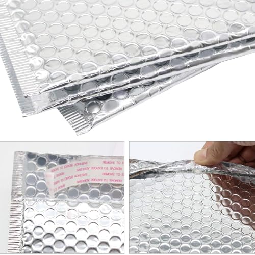 50 Pack 7 x 9 Inch Metallic Bubble Mailers, Silver Padded Mailing Envelopes, Foil Self Seal Padded Envelopes for mailing, packing - color: Silver, size: 50 Pack 7 x 9 Inch