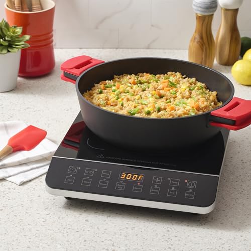 Zavor Onyx Induction Cooktop, Electric Burner with 8 Quick Launch Buttons, Energy-Efficient Burners for Cooking up to 50% Faster, Cool Touch Surface, Safety Lock, Slanted Panel, 180 Minutes Timer