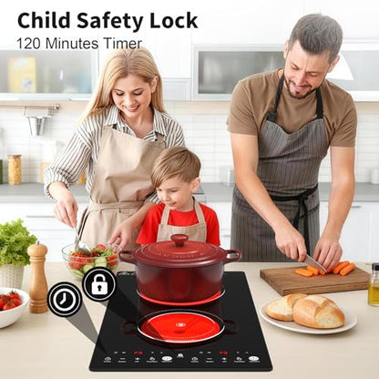 VBGK Electric Cooktop,110V 2100W Stove Top with LED touch Control,9 Power Levels, Kids Lock & 2H Timer,Overheat Protection stove,12 Inch 2 burner Electric cooktop - size: 2 burner electric stove