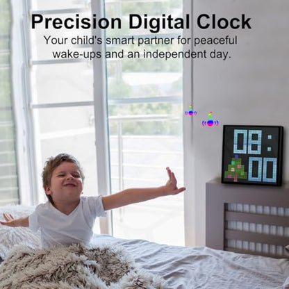 32x32 Programmable LED Pixel Screen, Digital Alarm Clock Matrix Panel, Pixel Light Art Display with APP Control, DIY Graffiti Animation Message Board Gift for Gamers Men&Women, Him/Her, Boys & Girls - size: 32*32
