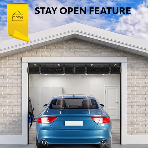 AUGO Garage Door Screen Magnetic Closure - Garage Screen Doors for 1 Car Garage Pull Down - Magnetic Screen Door Mesh - Heavy Duty Weighted Bottom- Pet & Kid Friendly - Keep Open Feature - 8' x 7' - size: 8 FT x 7 FT