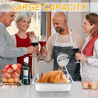 3 Pack Full Size 4 Inch, 6 Inch Hotel Pan with Lid Perforated Steam Table Pan Chafing Pans Steam Table Tray Stainless Steel Restaurant Supplies for Buffets Catering Commercial Kitchen - size: 6 inch