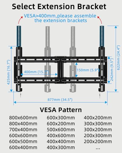 HOME VISION Ultra Slim Fixed TV Wall Mount 40-100", VESA 800x600, 200 lbs - size: 40-100 Inch
