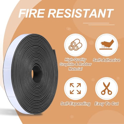 Smoke Fire Seal Strip 16.4Ft 18mm / 0.71" W x 2mm/0.08" T Black - color: Black, size: 16.4FT x 18mm / 0.71" W x 2mm/0.08" T
