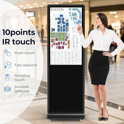 32/43/55/65 Inch Digital Signage Display, LCD Screen Advertising Display Kiosk Interactive Totem Floor Standing Auto AD Player with USB/HDMI/WiFi Android OS (43'' Touch Screen) - size: 43-Inch, style: Touch Kiosk