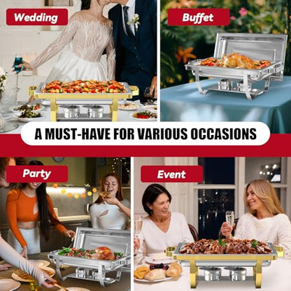 IMACONE Rectangular Chafing Dish Buffet Sets of 2, 8QT, Gold Frame - color: Gold Frame, size: 2-Pack