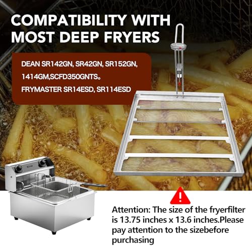 Commercial Deep Fryer Filter–13.75" x 13.6" Stainless Steel 550 Micron - size: 13.75*13.6