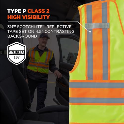 Public Safety Reflective Vest, High Visibility, ANSI Compliant, Breakaway, 6XL/7XL, Ergodyne GloWear 8245PSV,Lime - color: Lime, size: 6X-Large-7X-Large