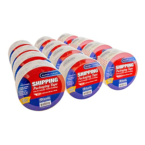 BAZIC PRODUCTS Clear Packaging Tape, 1.88 in x 54.6 yd, 12-Pack - size: 12-Pack