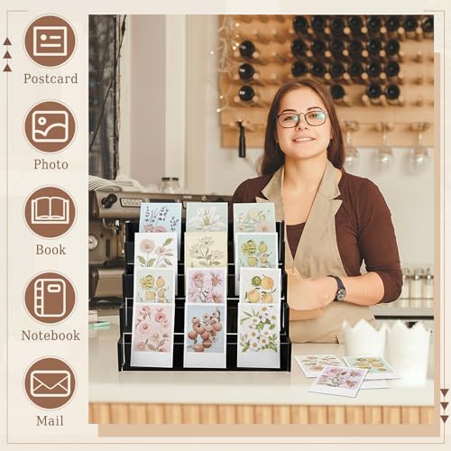 Yuntau 4 Tier Greeting Card Display Stand, Black - color: Black, size: 4 Tier