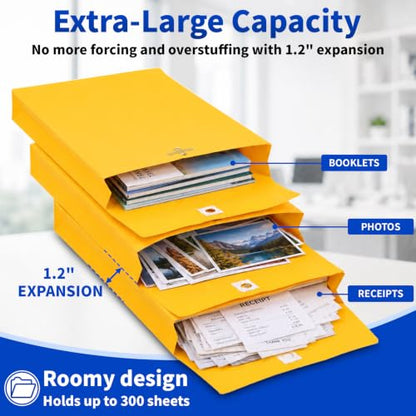70 Pack 6x9 In Expanding Manila Envelopes with Reusable Clasp and Gummed Seal 180 GSM Heavyweight 1.2'' Expansion Small Yellow Envelope Folders for Home Office Business Mailing Storage Organizing - size: 70pcs-6x9in