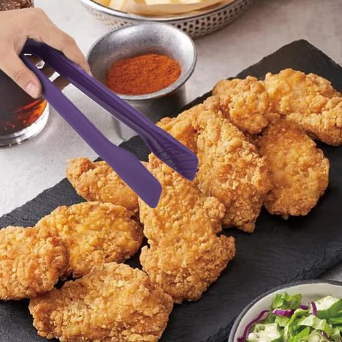 3 Sizes Toaster Tongs, Plastic Tongs Kitchen Tongs Set Bread Clip Anti Slip Food Tongs Heat Resistant Kitchen Baking Tools Space Saving Gifts for Grabbing Food Salad BBQ Vegetable Home Restaurant - color: Purple