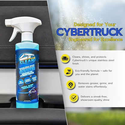 Ultra Shine Waterless Stainless Steel Cleaner & Wash for Tesla Cybertruck – High-Gloss, Removes Grease & Fingerprints, Eco-Friendly (16 Fl. Oz.)
