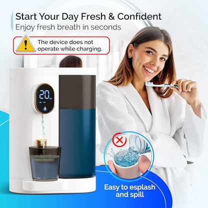 Automatic Mouthwash Dispenser for Bathroom (20.3 oz) - Touchless Smart Mouth Wash Dispenser with 4X Magnetic Cups - Wall-Mounted and Countertop Set for Kids and Adults Bathroom (White) - color: White