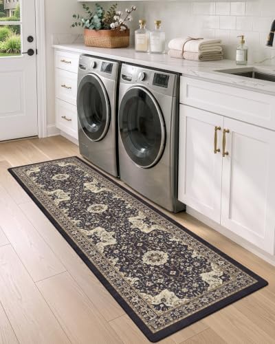 DEXI Kitchen Floor Mats Cushioned Anti Fatigue Runner Rug 23x59 Black - color: Black, size: 59"L x 24"W x 0.4"Th