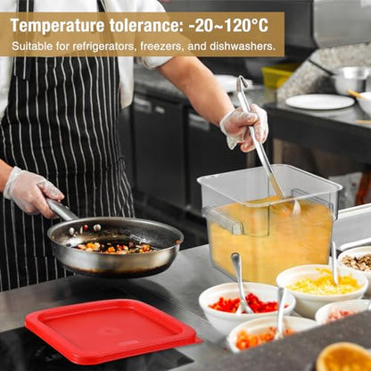 Suclain 2 Pcs Square Clear Food Storage Container with Lid, Red, 6 Qt - color: Red, size: 6 Qt