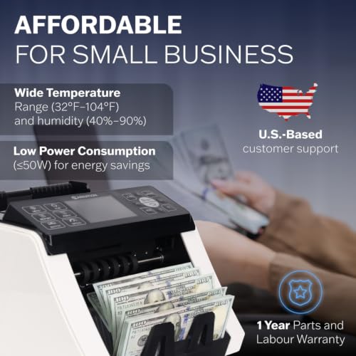 CARNATION Money Counter Machine – Cash Counting & Mixed Denomination Bill Counter, Portable Currency Detector, Counterfeit Bank Scanner, Dollar Sorter for Commercial, up to 1200 N/M, UV/MG/MT/IR/CIS - size: CN5