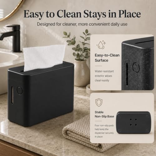 Multifold Paper Towel Dispenser Countertop, Commercial Hand Towel Holder - color: Black