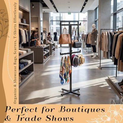 BreezeHug 44.5-46 Inch Adjustable Height Shopping Bag Rack Heavy Duty T-Shaped Grocery Bag Metal Holder for Retail Stores Large Tote Display Malls Vendor Boutique Trade - style: Double-layer Adjustable