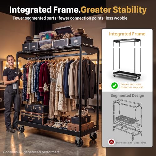 HOKEEPER Clothes Rack Load 1200LBS Commercial Clothing Rack Heavy Duty - size: 20"D x 62.2"W x70.5"H