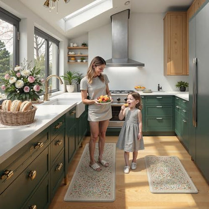 Collive Kitchen Mats Cushioned Anti Fatigue, Beige 17.3"x47"+17.3"x29" - color: Beige, size: 17.3"x47"+17.3"x29"