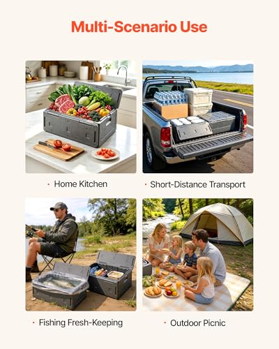 VEVOR Collapsible Insulated Food Warmer, 40 Qt Non-Electrical Thermal Carrier, Lightweight and High-Rigidity EPP Hot Box, for Delivery, Transport, Catering BBQ Event, Keeps Warm/Cold 4 Hours (Gray) - size: 40QT
