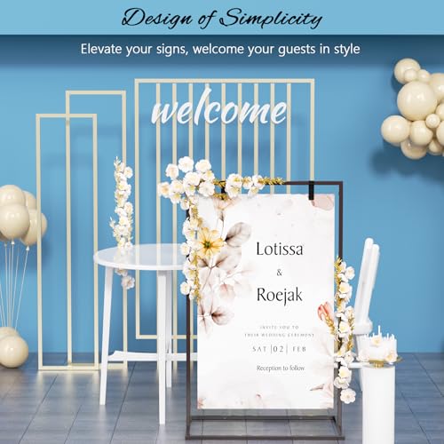 50H" Wedding Welcome Sign Stand with 8 Pair Satin Ribbon & 2 Leather Strap - color: Brown