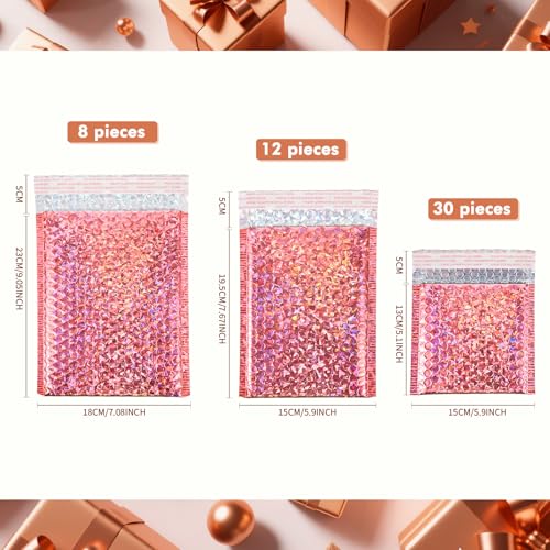 50 Pcs Bubble Mailers 3 Sizes, Bubble Shipping Envelopes, Glitter Rose Gold - color: Glitter Rose Gold