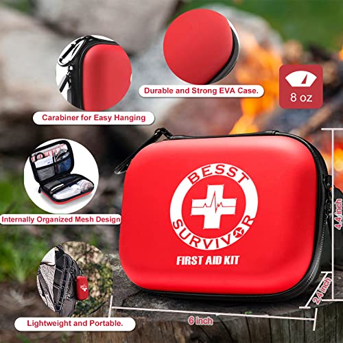 Mini Durable First aid kit -Small Hard Shell Medical Kit for Home, Businesses -Waterproof EVA Emergency First Aid Supplies -Perfect for Boat, Sports, Car, Hiking, First Aid Kit Bag, Survival kit - size: Small