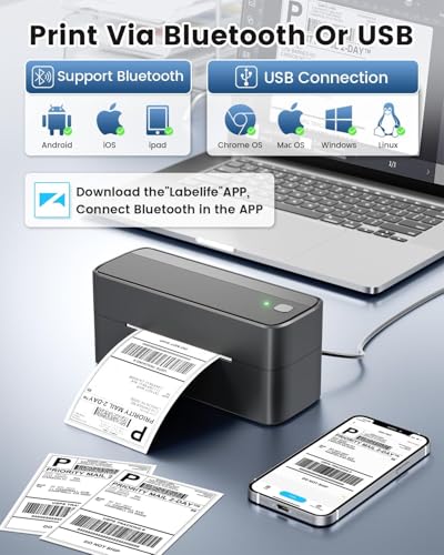 Phomemo Bluetooth Shipping Label Printer,241BT Label Printer & 20Pcs Labels - color: Gray