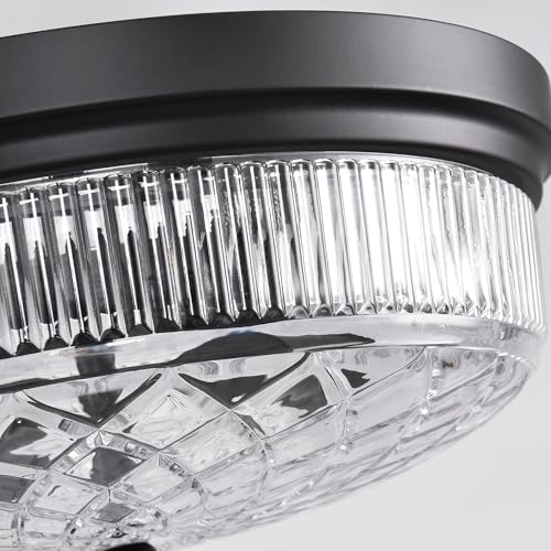 Semi Flush Mount Ceiling Light with Clear Glass Shades,3-Lights Industrial Semi Flush Mount Ceiling Light, 3-Light Industrial Black Light Fixtures Ceiling Mount for Kitchen Living Room Foyer - color: 2-Light Clear Glass Ceiling Light, size: 1 Pack