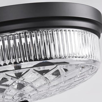 Semi Flush Mount Ceiling Light with Clear Glass Shades,3-Lights Industrial Semi Flush Mount Ceiling Light, 3-Light Industrial Black Light Fixtures Ceiling Mount for Kitchen Living Room Foyer - color: 2-Light Clear Glass Ceiling Light, size: 1 Pack