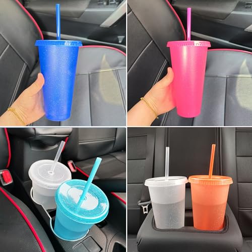 Suertestarry Tumbler with Straw and Lid,Water Bottle Iced Coffee Travel Mug Cup,Reusable Plastic Cups,Perfect for Parties,Birthdays,24oz-5 Pack (Bright Glitter, 5pack) - color: Bright Glitter, size: 5pack