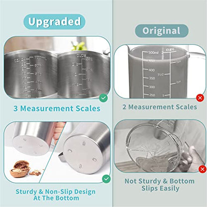Newness 3 Cup Stainless Steel Measuring Cup, Metal Measure Cup, 24 Oz, 0.7L - size: 24 OZ (3 Cup, 700 ML)