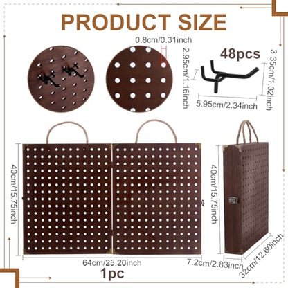PH PandaHall 180 Holes Foldable Pegboard Jewelry Display Earrings Bracelets Holder Stand Necklace Keychain Showcase Organizer with 48pcs Removable Peg Hooks for Selling Retail Vendor Events Craft Show