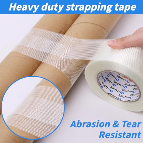 Oleitodh 16 Rolls Strapping Tape 2 Inch x 60 Yards 5.5 Mil Filament Tape - size: 2in x 60Yds