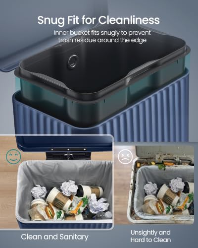 SONGMICS Trash Can, 8 Gallon (30 L), Stainless Steel, with Lid, Pedal - color: Midnight Blue, size: 8 Gallon
